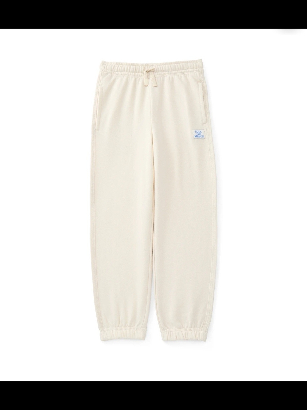NWT Boys Fleece Jogger Pants - Cream "Rule The Waves" Size 7